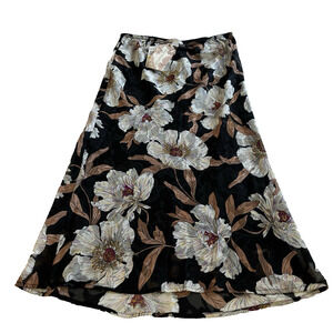 NWT B.O.G Collective Midi Skirt Black Floral Slinky Fairy Whimsigoth M